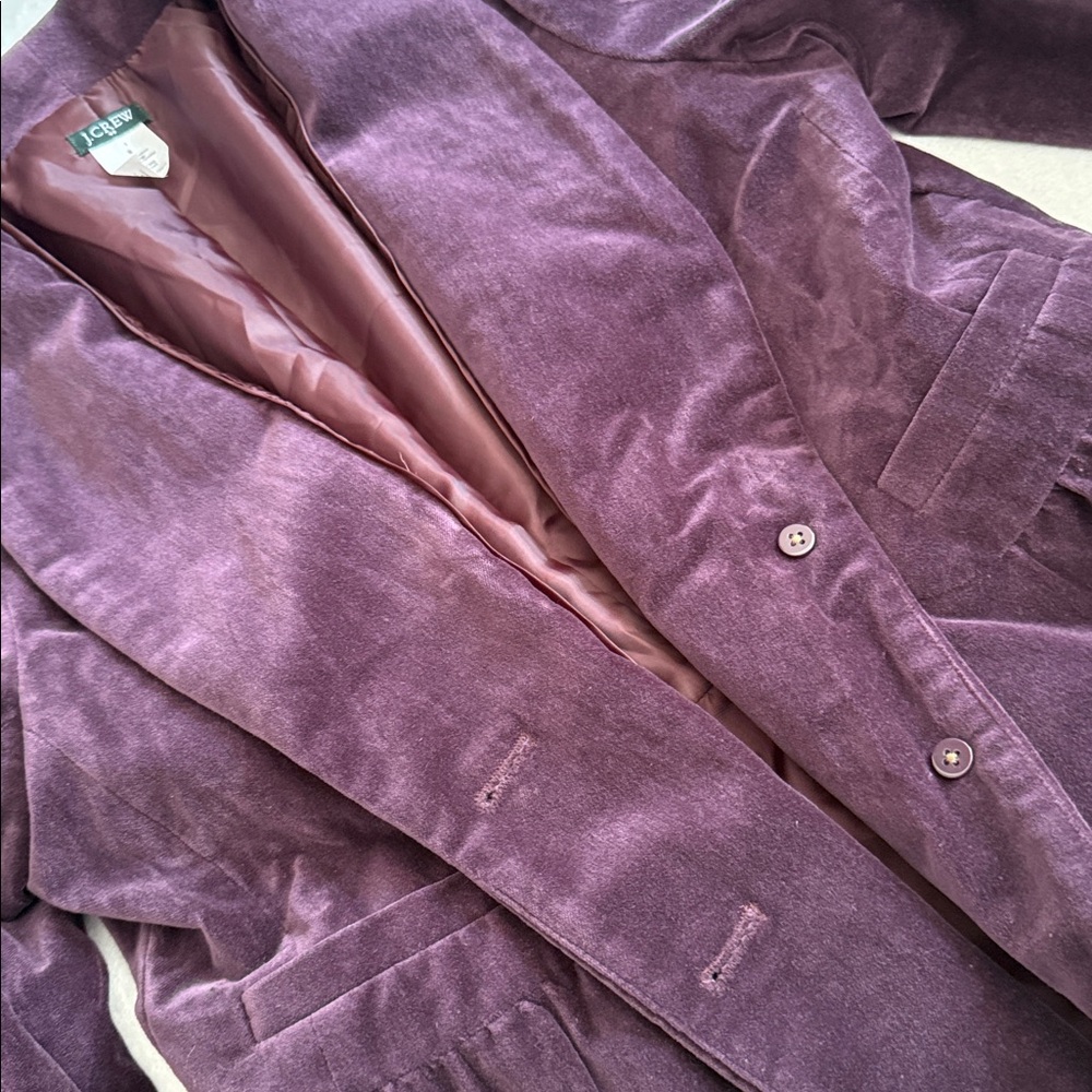 J. Crew | 2011 Eden Velvet Two Button Peplum Lined Blazer 30591 Purple (8) - Picture 7 of 15